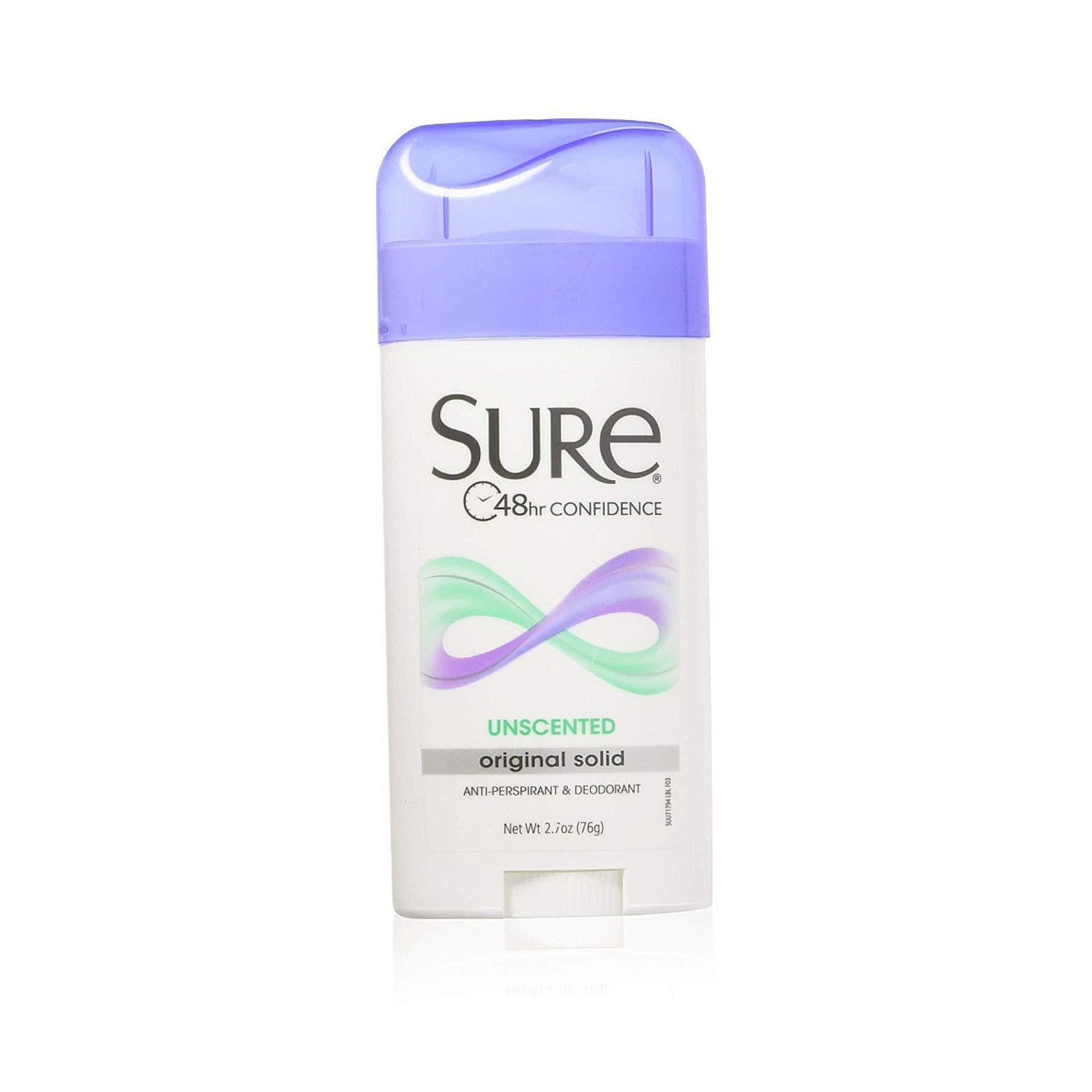 Sure Anti Perspirant & Deodorant, Unscented, Original Solid 2.7 Oz