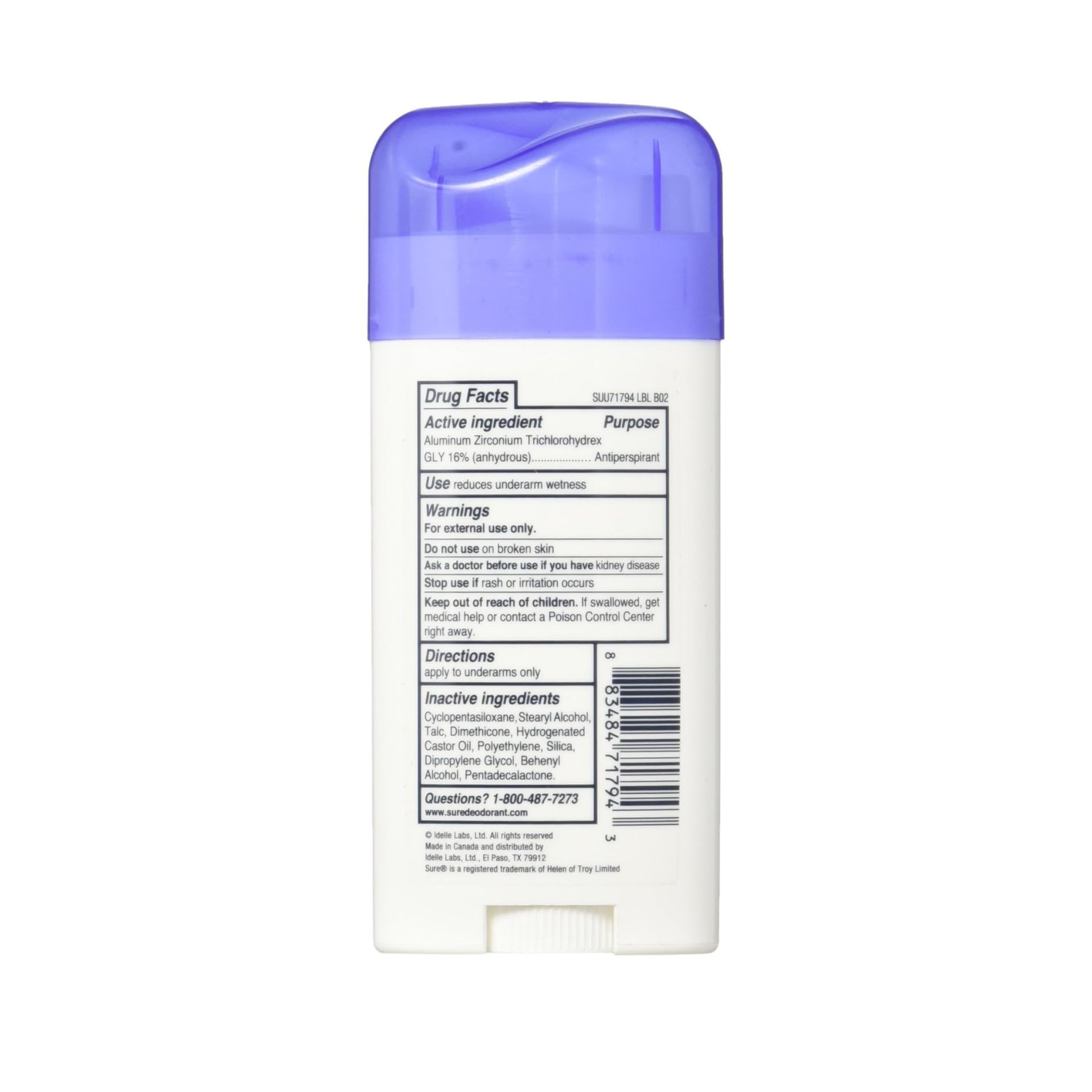 Sure Anti Perspirant & Deodorant, Unscented, Original Solid 2.7 Oz