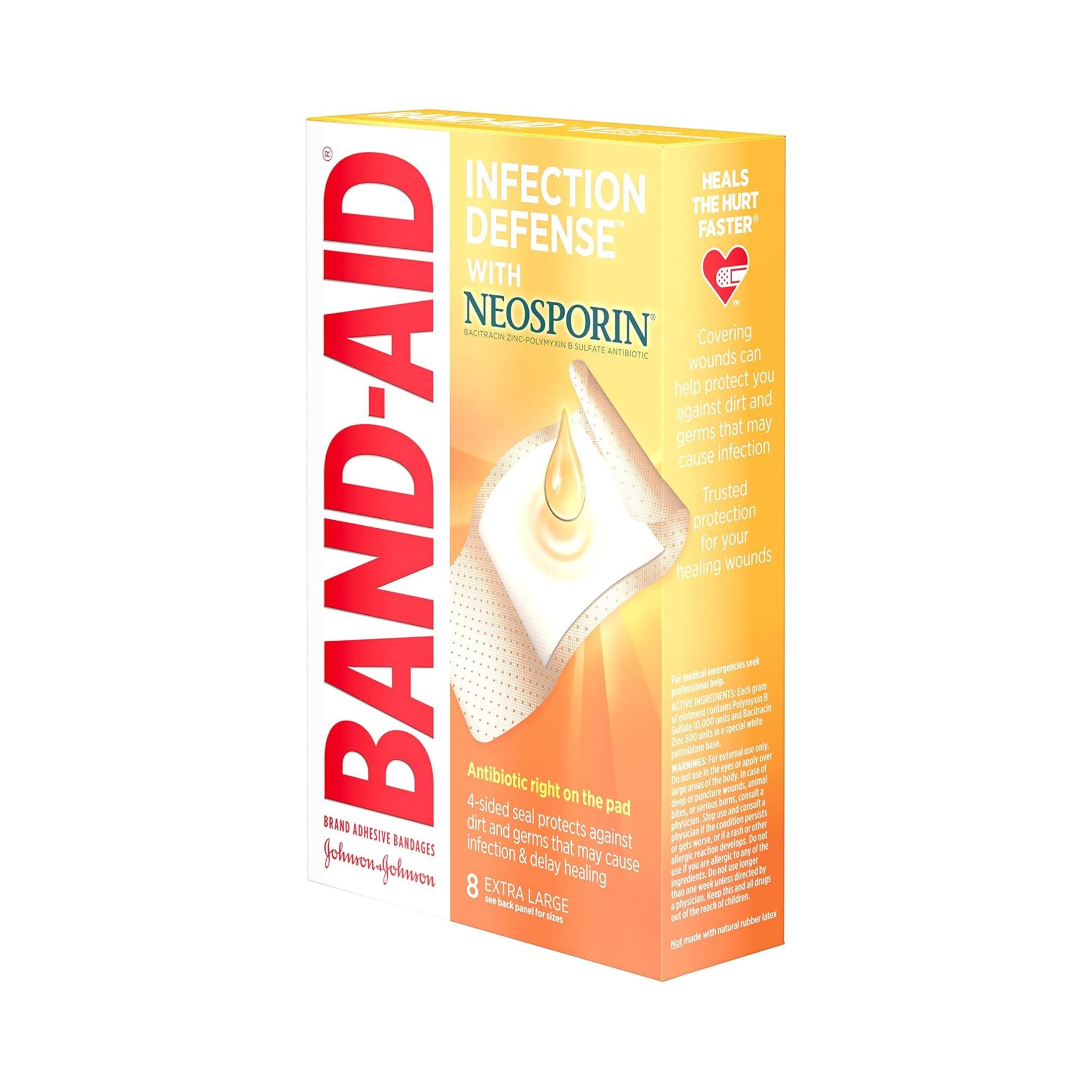 Band-Aid Brand Adhesive Bandages Infection Defense With Neosporin Antibiotic Extra Large