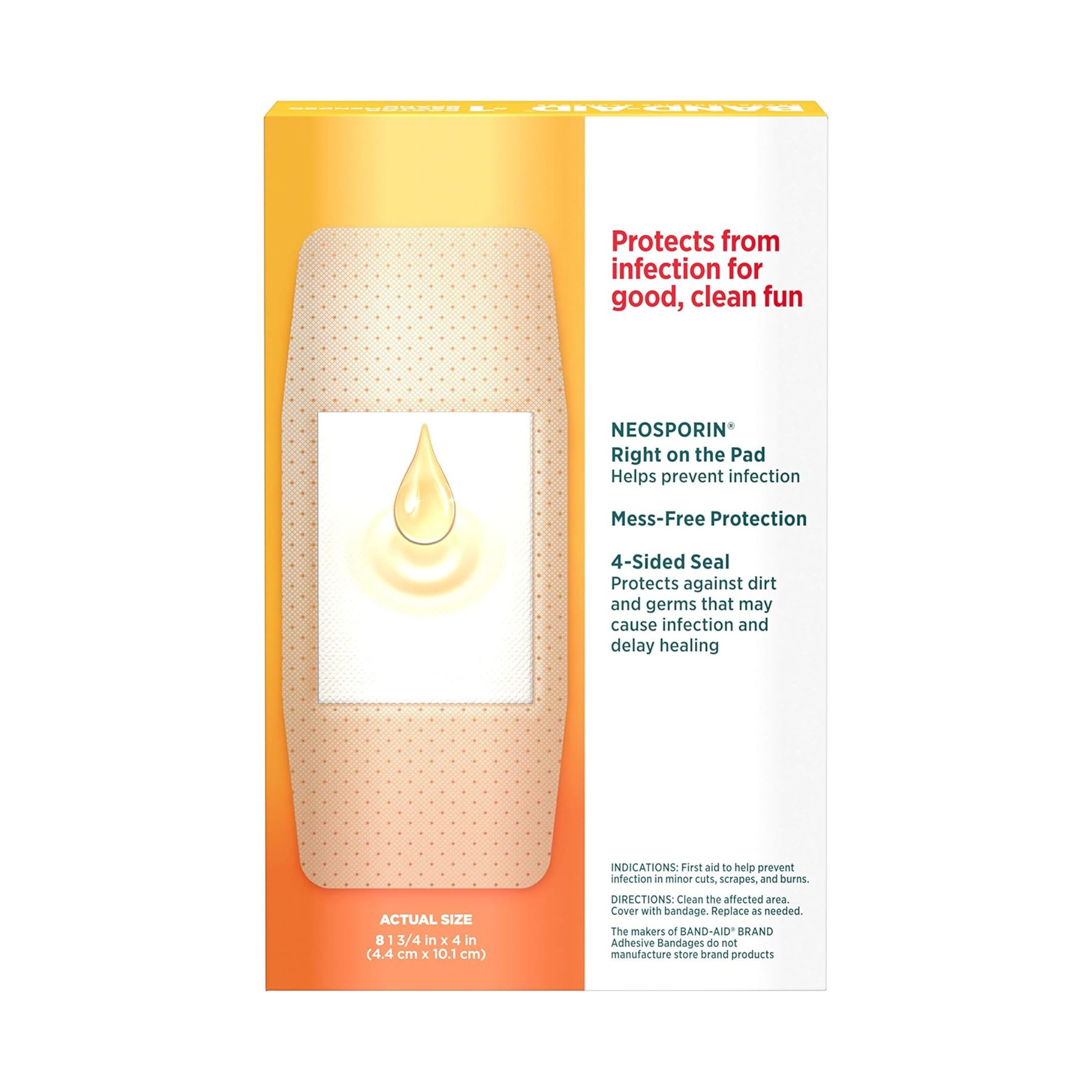 Band-Aid Brand Adhesive Bandages Infection Defense With Neosporin Antibiotic Extra Large