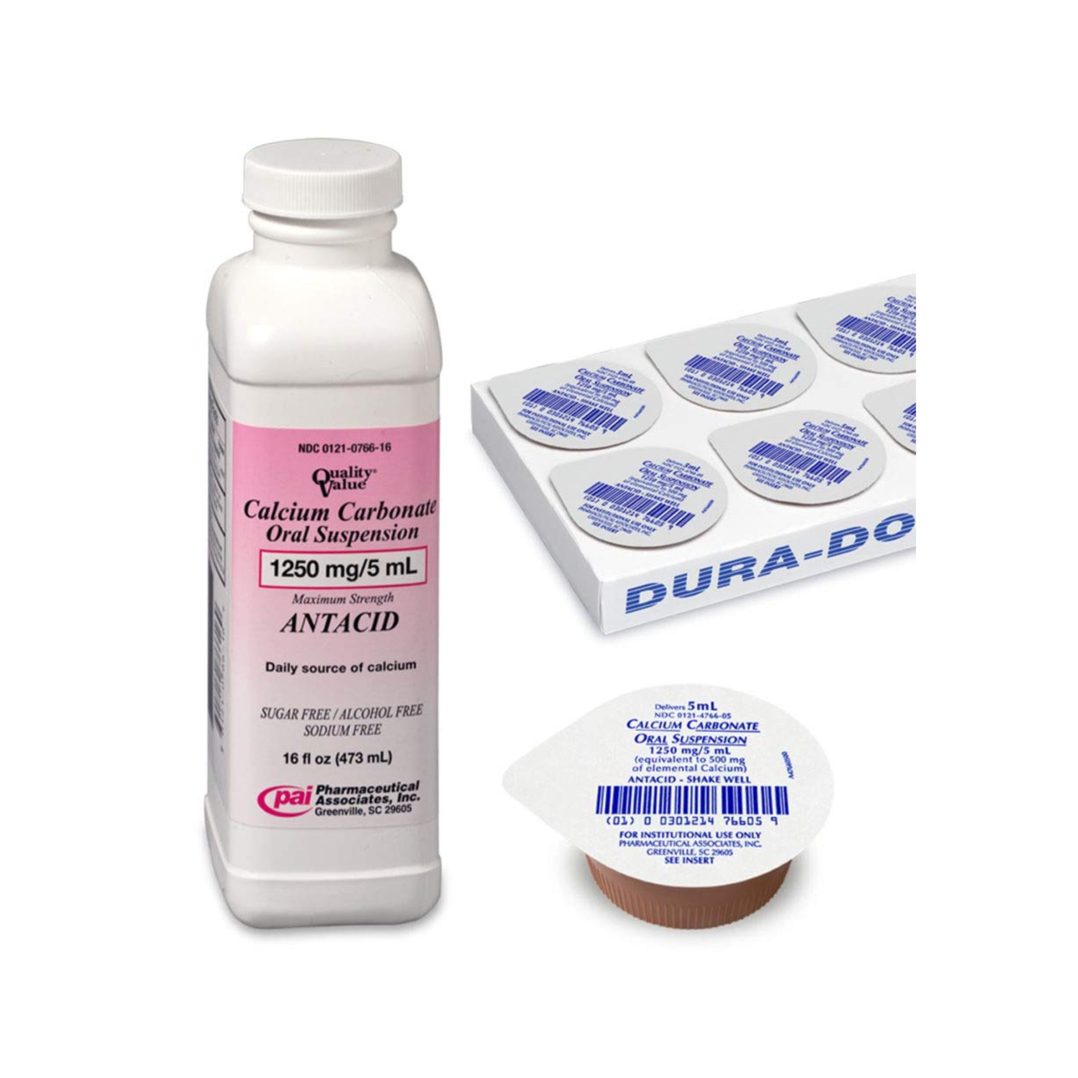 Pharmaceutical Assoc Inc Calcium Carbonate Oral Suspension 1250Mg/5 Ml - 16 Oz