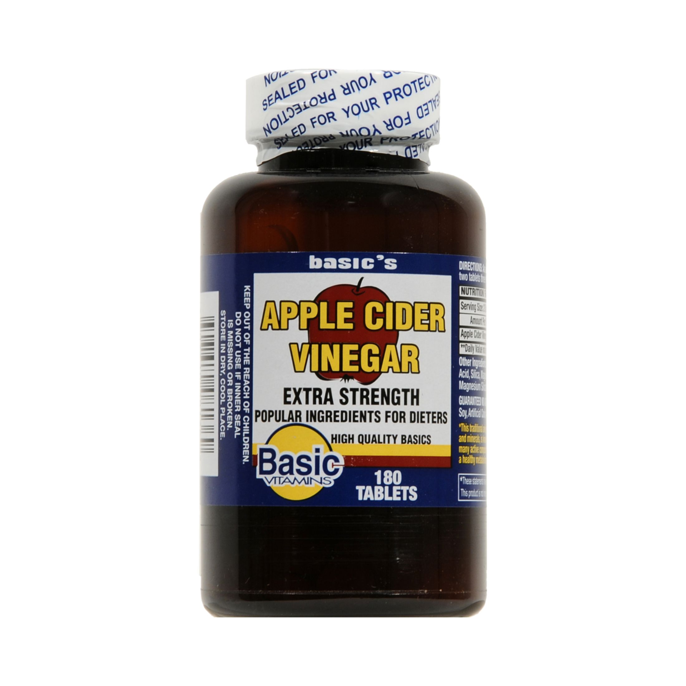 Basic Vitamins Apple Cider Vinegar Extra Strength - 180 Tabs