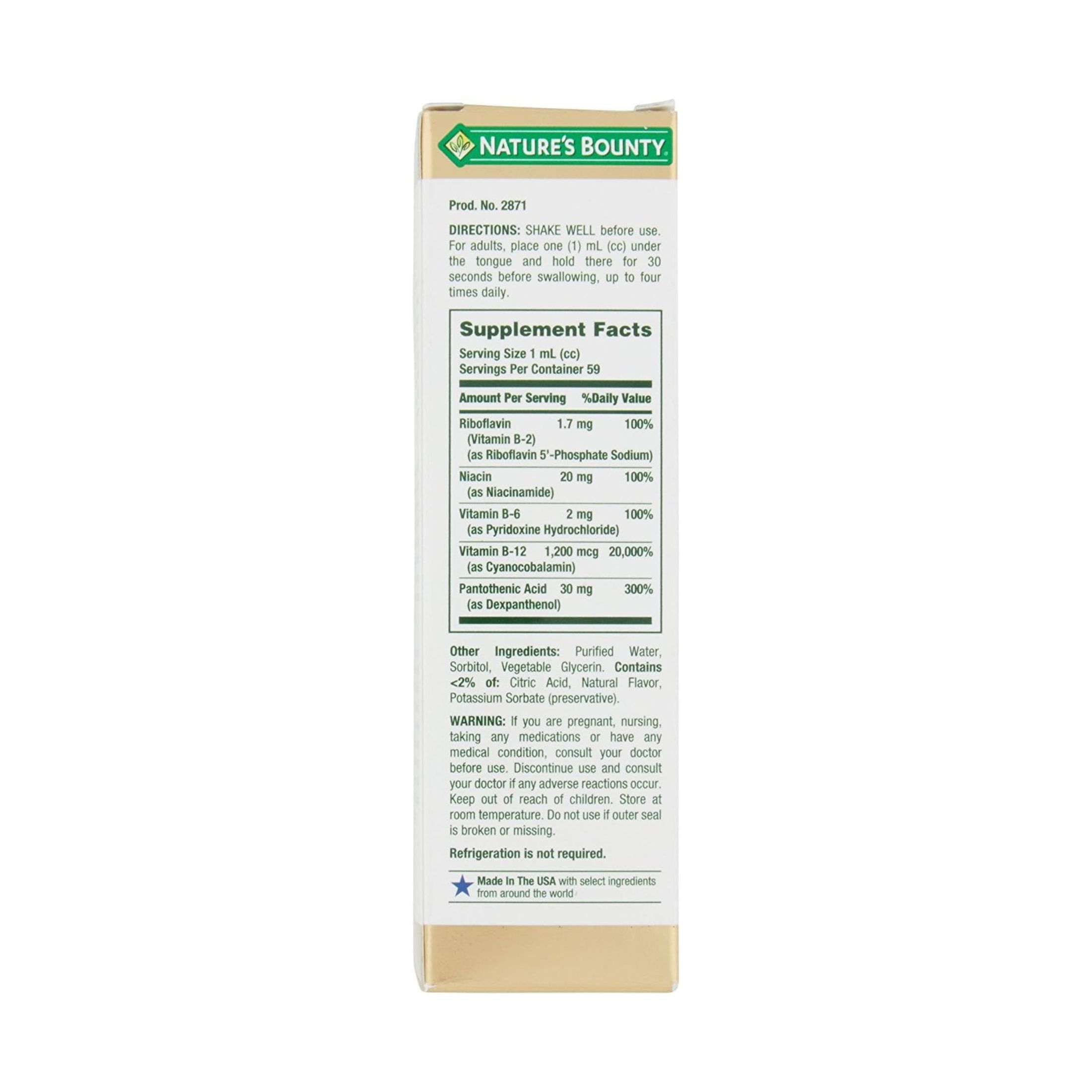 Nature's Bounty Vitamin B Complex Sublingual Liquid 2 Oz