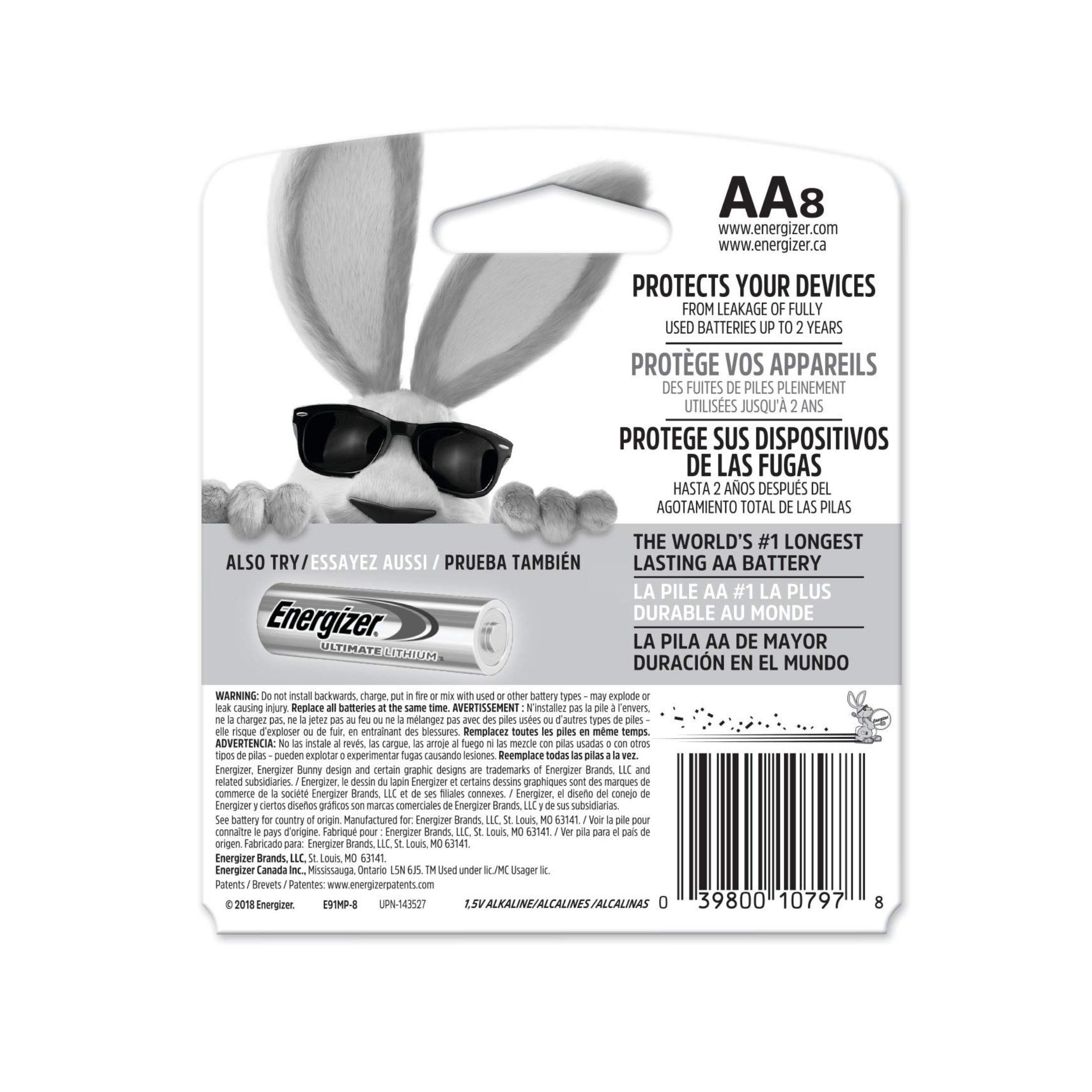 Energizer Max Alkaline Batteries, AA - 8 Ea/pack