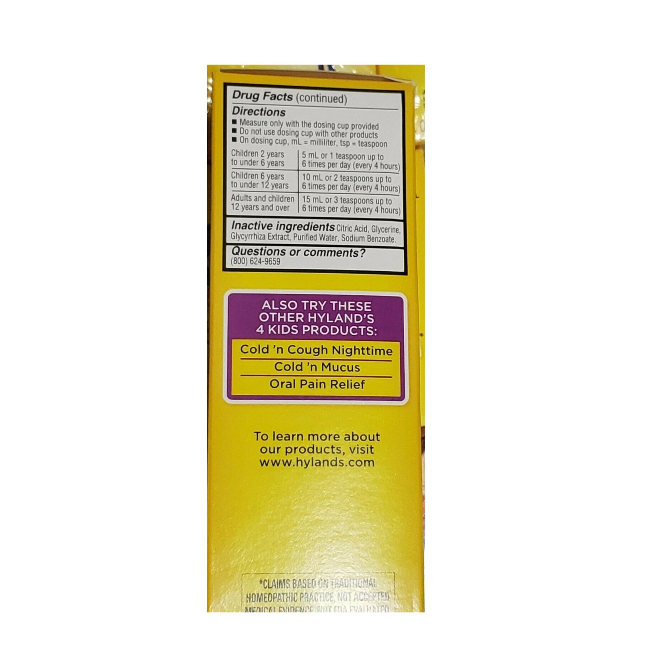 Hyland's Naturals, Kids, Cold & Cough, Daytime, Ages 2-12, Unflavored, 4 Fl Oz (118 Ml)