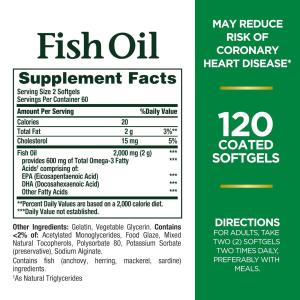 Nature's Bounty Odorless Fish Oil, 1,000 Mg, 120 Coated Softgels