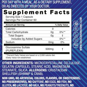 Basic Organics Pura Salud Glucosamine Sulfate 500 Mg