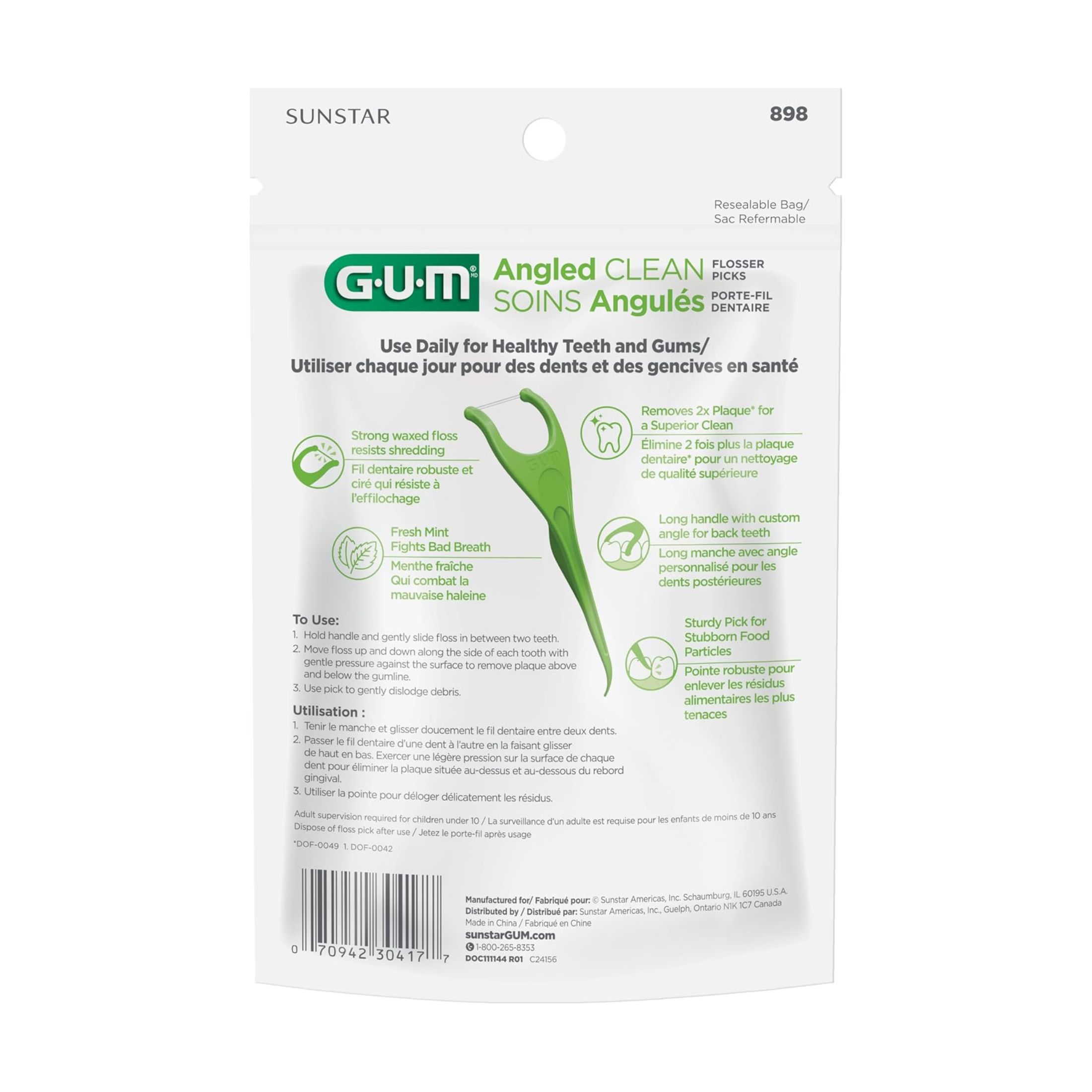 GUM Angled Flossers, Fresh Mint