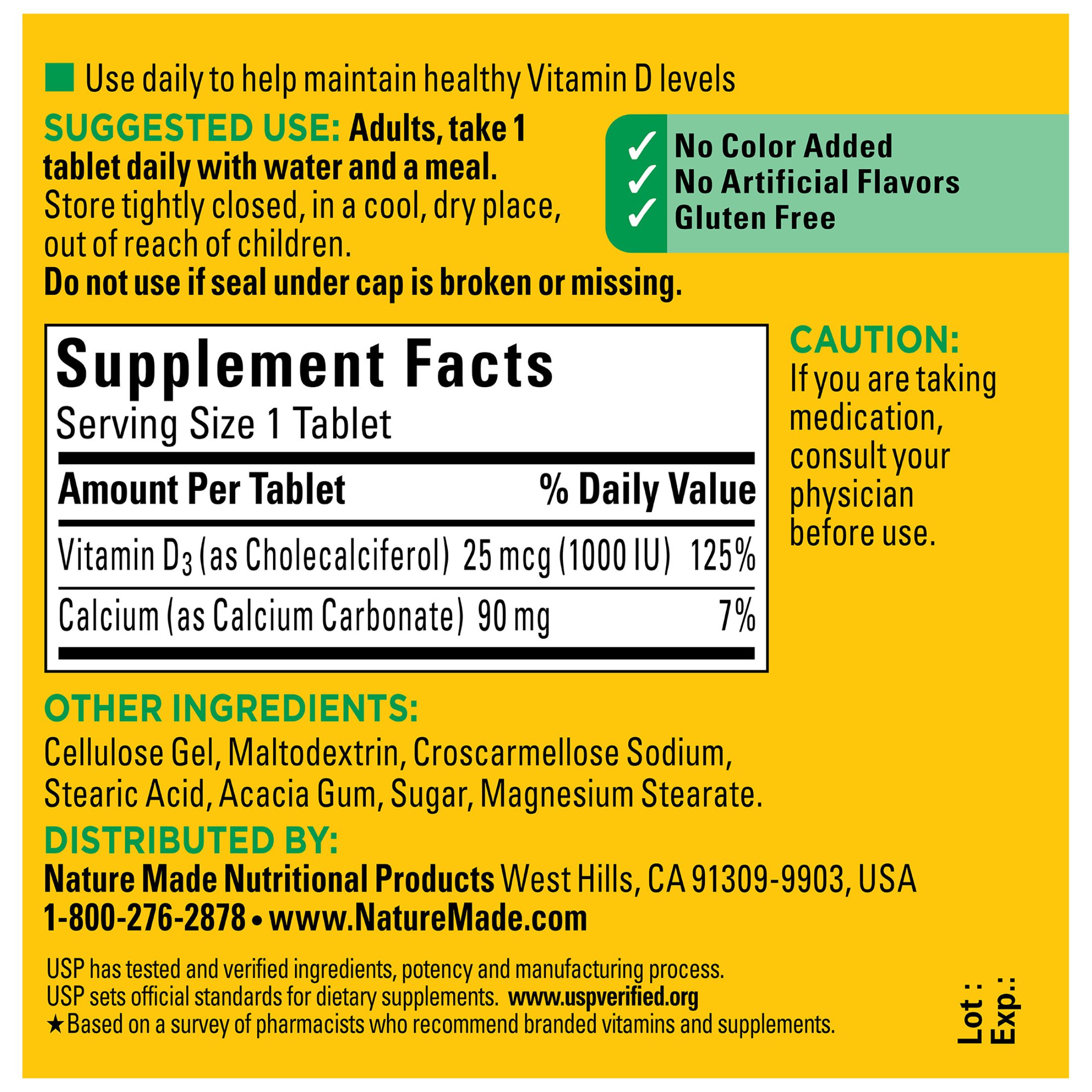 Nature Made Vitamin D3 Dietary Supplement, Tablets