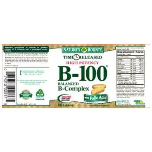 Nature's Bounty Time-Released High Potency B-100 Balanced B-Complex