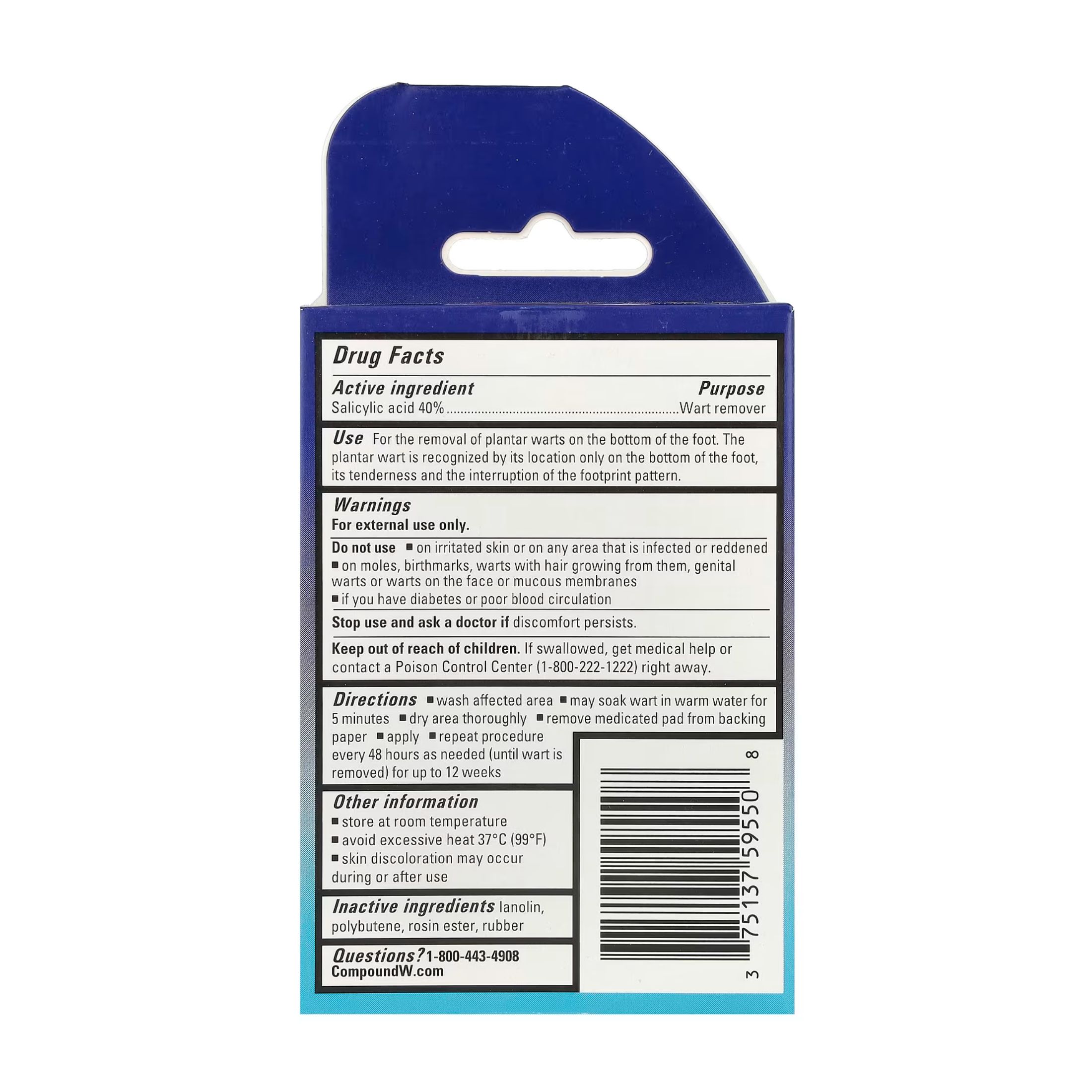 CompoundW Wart Remover, Maximum Strength, One Step Pads