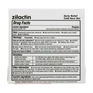 Zilactin Early Relief Cold Sore Medicated Gel, 0.25 Oz