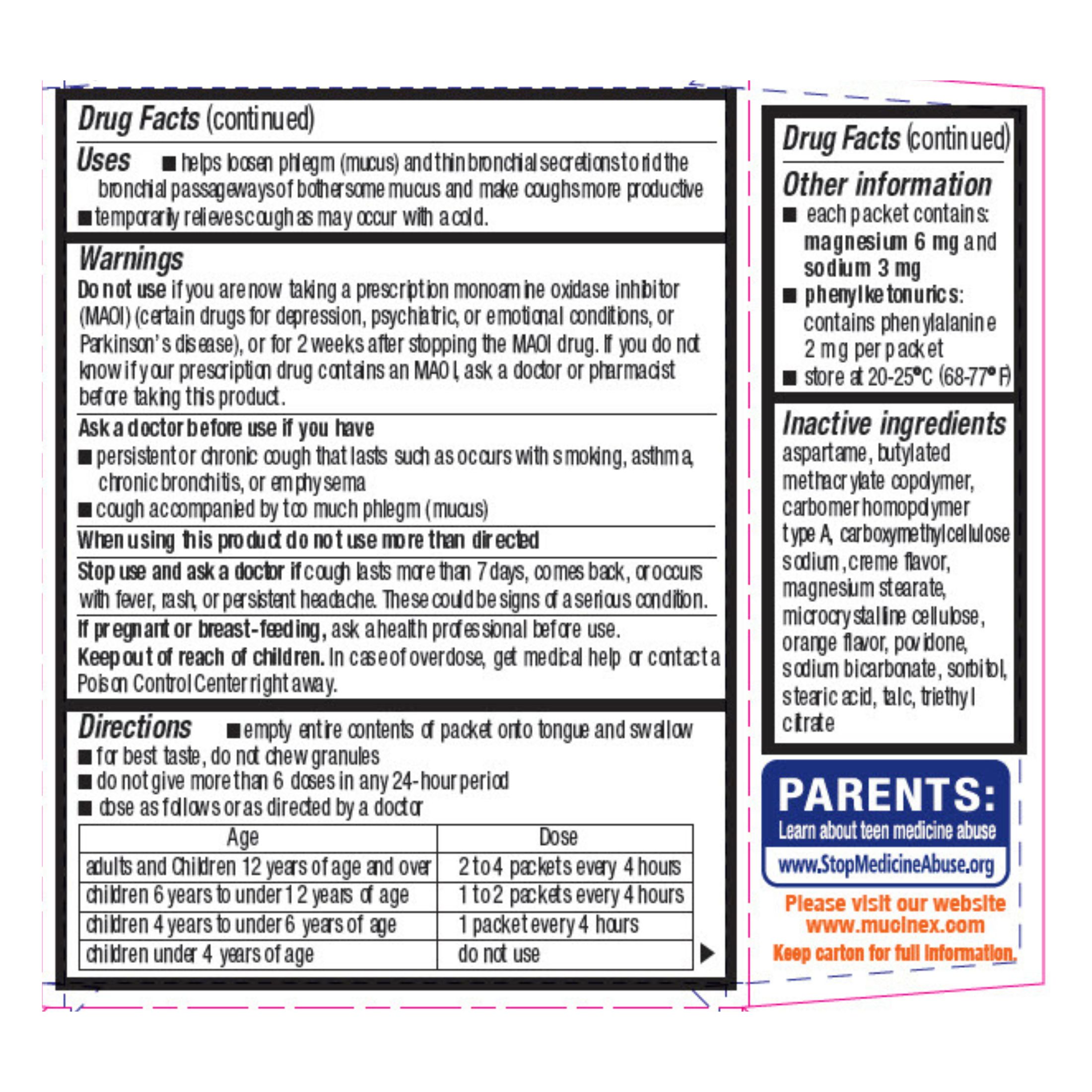 Mucinex Cough Mini Melt Orange