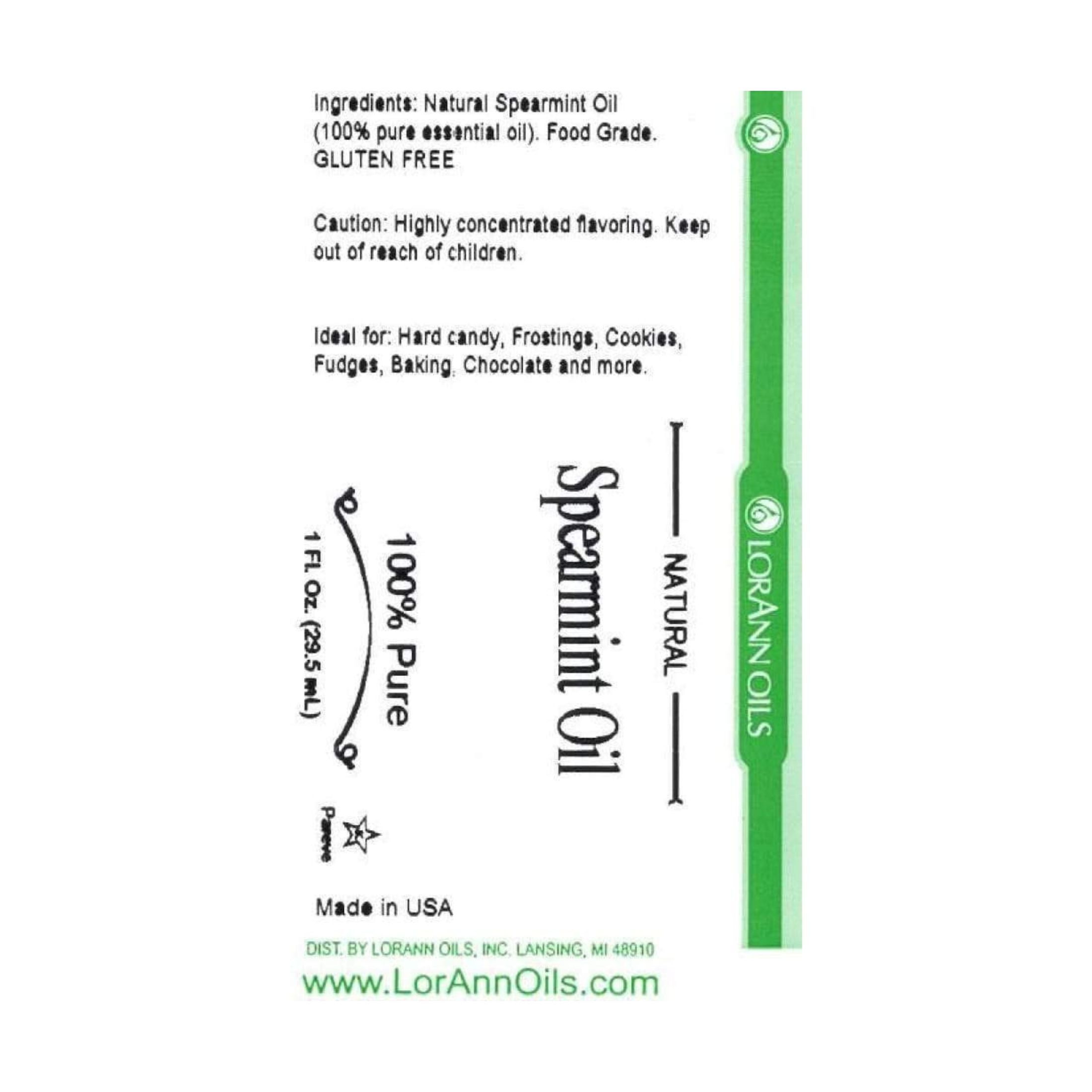 LorAnn Oils Spearmint Oil SS, Natural Flavor, 1 Ounce Bottle