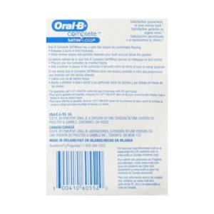 Oral B Complete Satin Floss Plaque & Particle Remover Mint Fresh 55 Yard