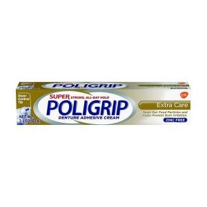 Poligrip Denture Adhesive Cream, Super, Extra Care - 2.2 Ounce