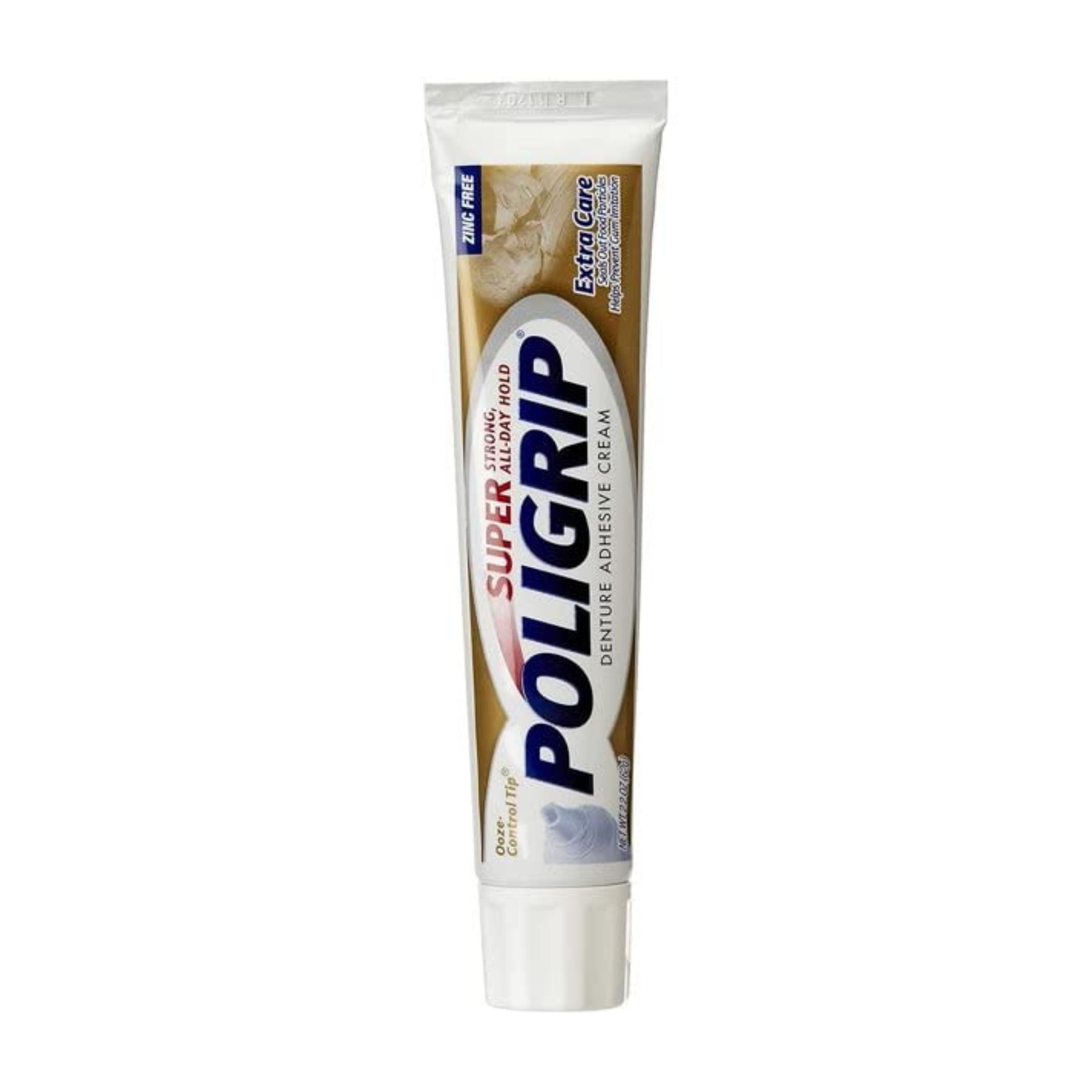 Poligrip Denture Adhesive Cream, Super, Extra Care - 2.2 Ounce