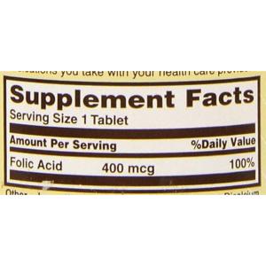 Sundown Naturals Folic Acid 400 Mcg With Vitamin B Supplement Tablets 250