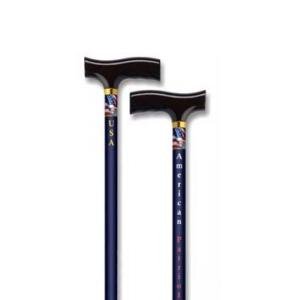 Alex Orthopedic Straight Adjustable Aluminum Cane With Fritz Handle American Patriot - Dark Blue