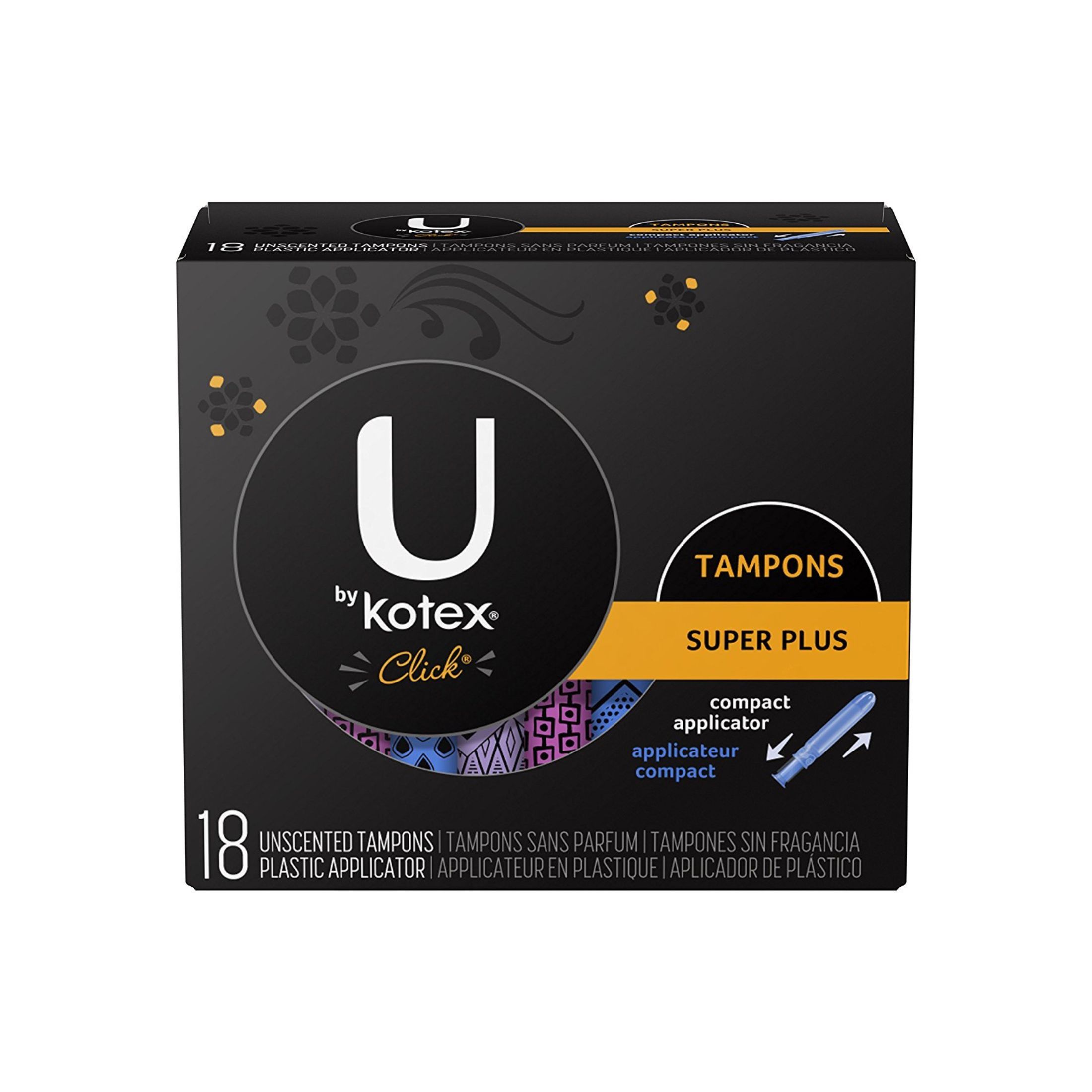 U By Kotex Click Compact Tampons, Plastic, Super, Unscented