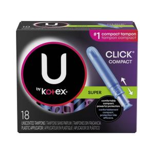 U By Kotex Click Compact Tampons, Plastic, Super, Unscented