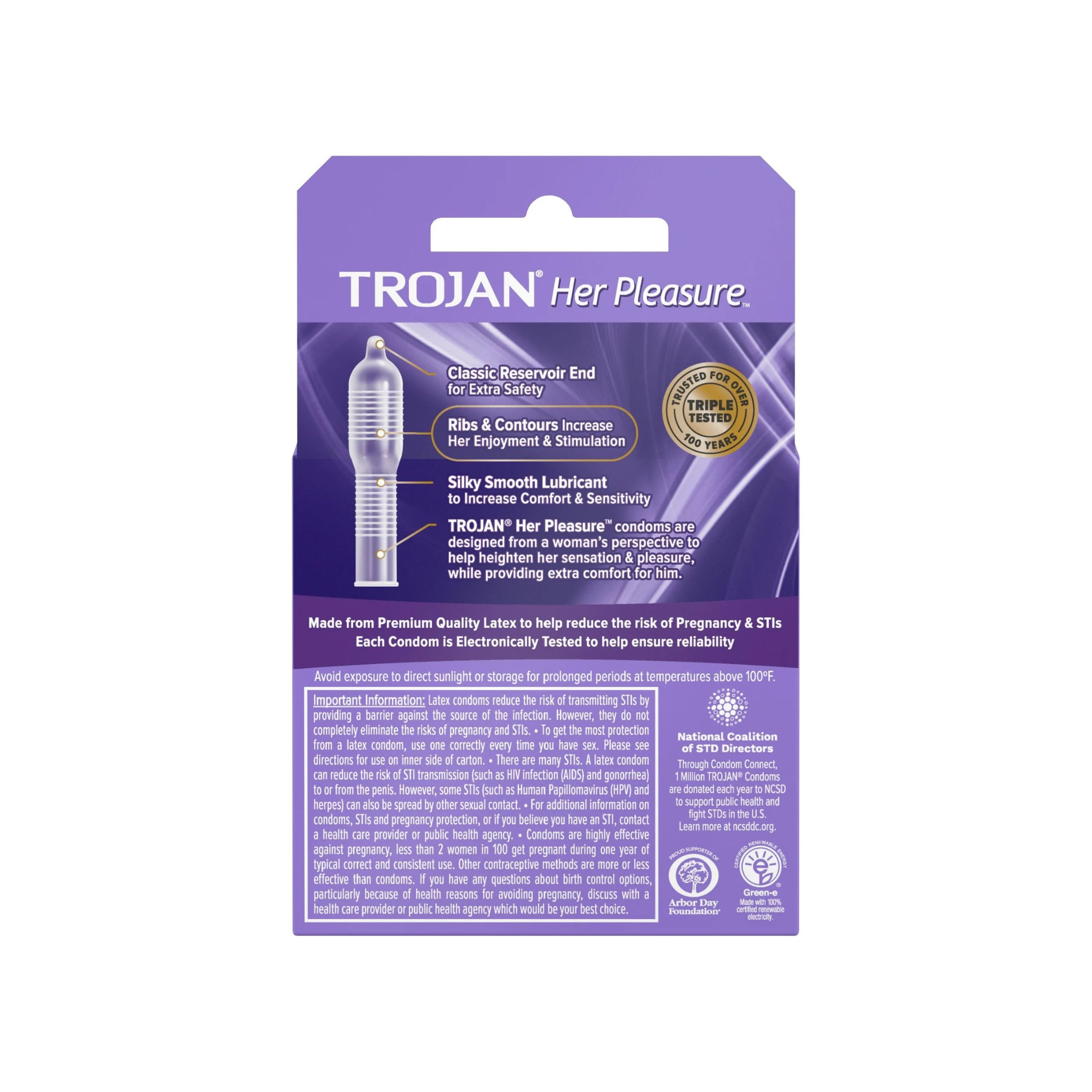 Trojan Her Pleasure Sensations Lubricated Premium Latex Condoms