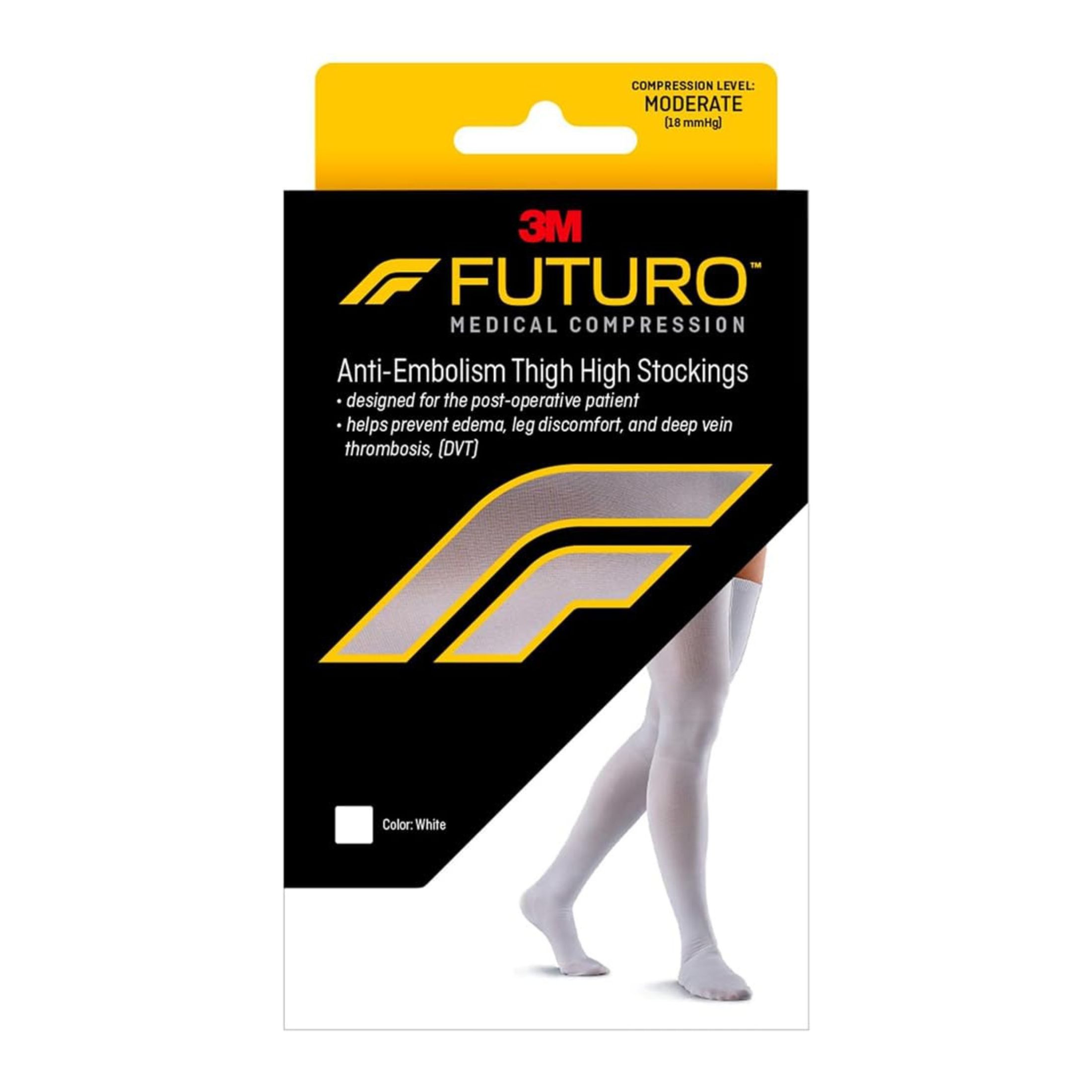 Futuro Anti-Embolism Stockings 71065EN, Thigh Length, Closed Toe, Medium Regular, White