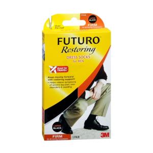 Futuro Restoring Dress Socks For Men, Firm, Black, Large, 1 Pair