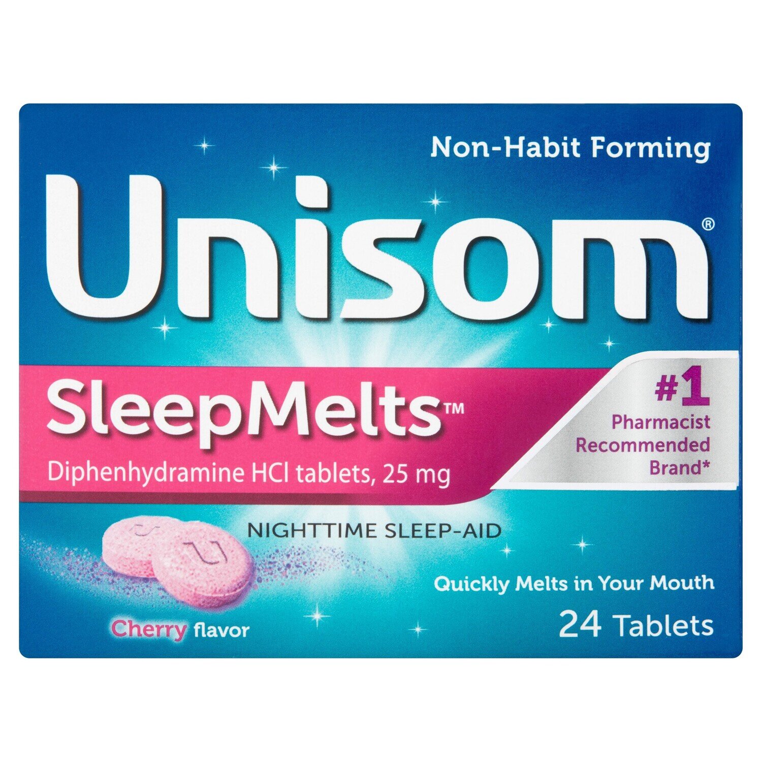 Unisom SleepMelts Nighttime Sleep-Aid, 25 Mg, Tablets, Cherry Flavor