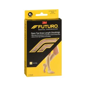 Futuro Nylon Knee High Open Toe Firm Compression 20-30mm/Hg Beige Med