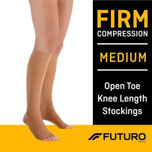 Futuro Nylon Knee High Open Toe Firm Compression 20-30mm/Hg Beige Med