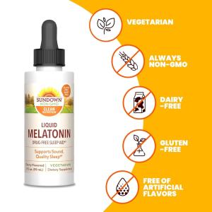 Sundown Naturals Melatonin Liquid Nighttime Sleep Aid Cherry