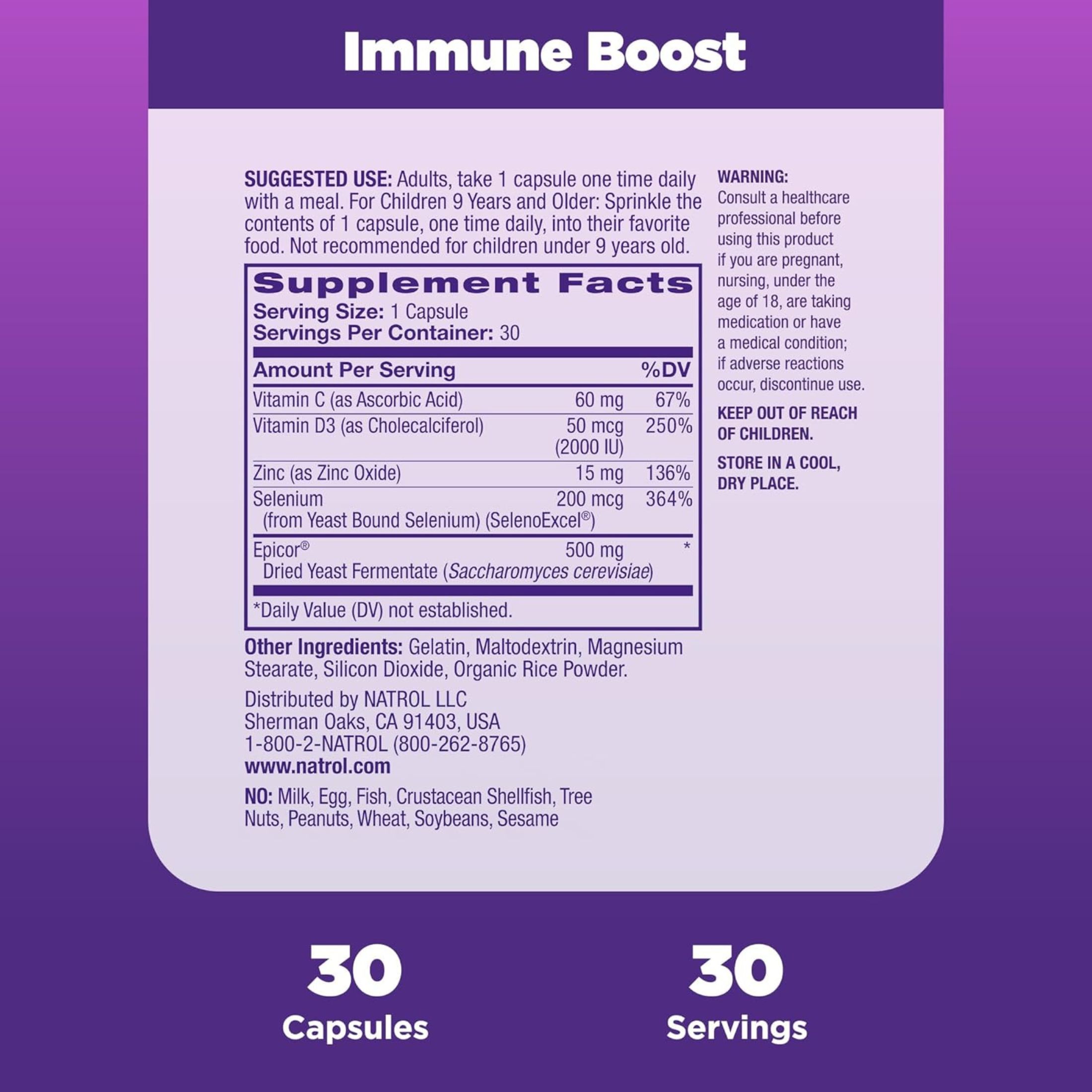 Natrol Immune Boost Dietary Supplement Capsules