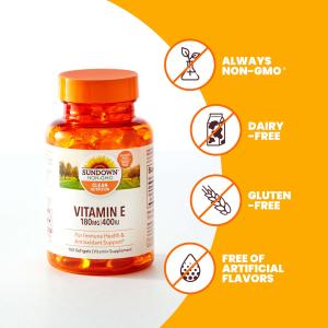 Sundown Naturals, Vitamin E, 180 Mg (400 IU), 100 Softgels