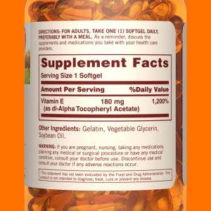Sundown Naturals, Vitamin E, 180 Mg (400 IU), 100 Softgels