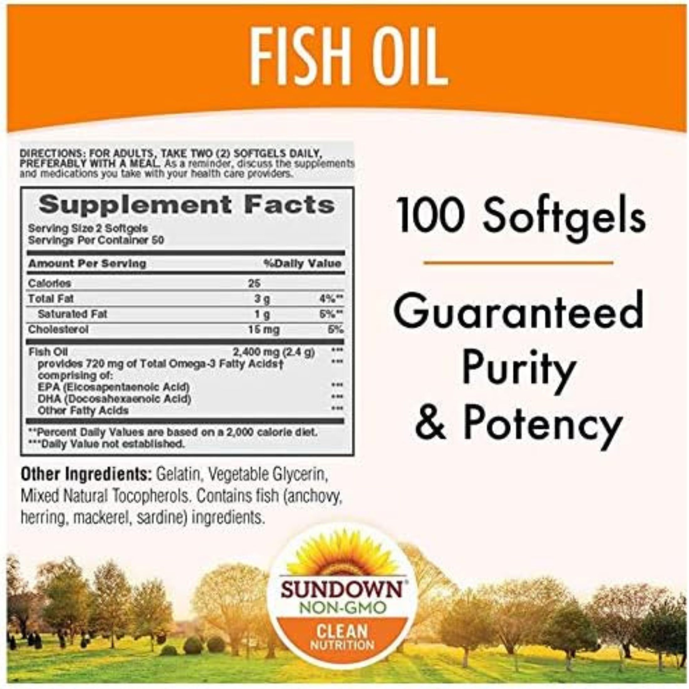 Sundown Naturals Fish Oil Enteric Coated Odorless 1200 Mg Softgels