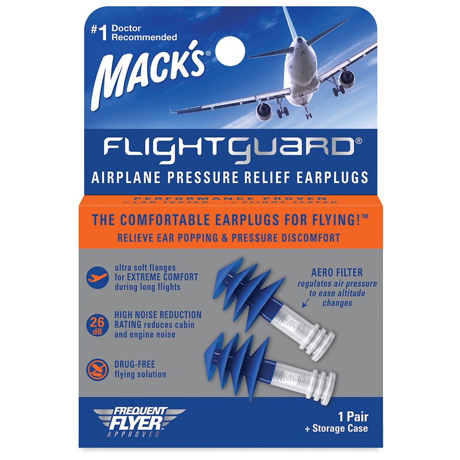 Mack's Flightguard Airplane Earplugs Ear Plugs Pressure Relief