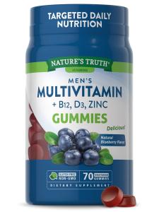 Nature's Truth Men's Multivitamin + B-12, D3, Zinc Vegetarian Gummies - Natural Blueberry Flavor 70ct