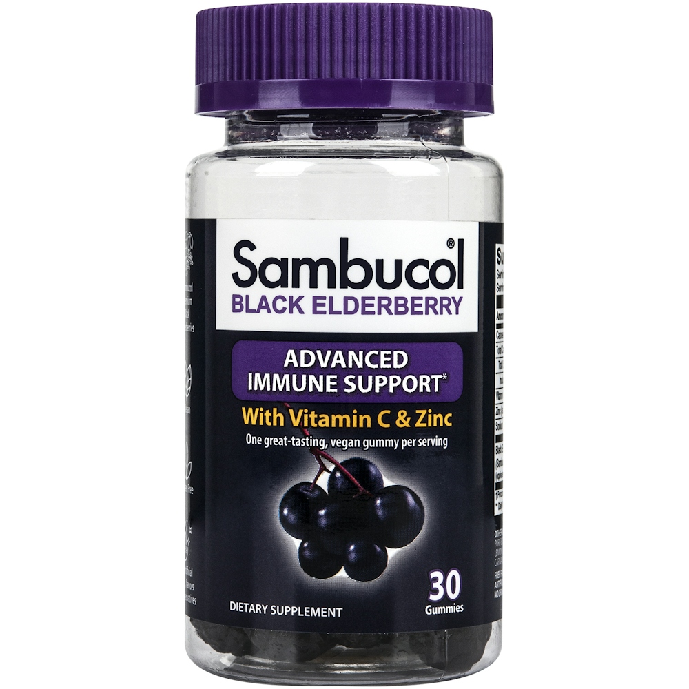 Sambucol Black Elderberry, Advanced Immune Support With Vitamin C & Zinc, 30 Gummies