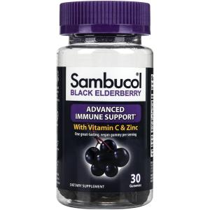 Sambucol Black Elderberry, Advanced Immune Support With Vitamin C & Zinc, 30 Gummies
