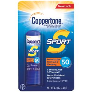 Coppertone Sport Sunscreen Lip Balm/Skin Protectant SPF 50, 0.13 Oz