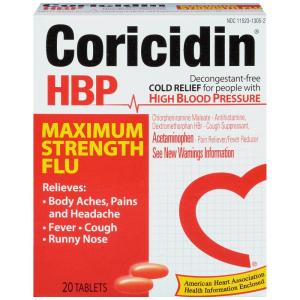 Coricidin HBP Maximum Strength Flu Tablets 20 Ct Box
