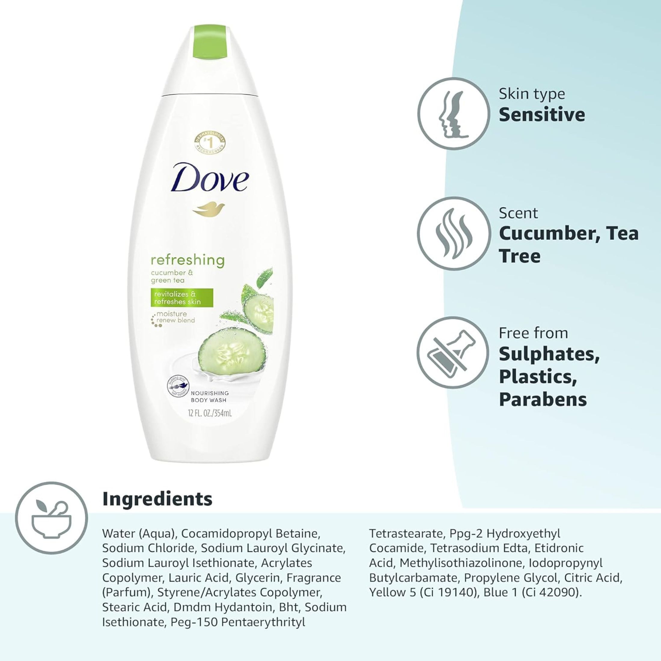 Dove Go Fresh Cool Moisture Cucumber & Green Tea Scent Body Wash