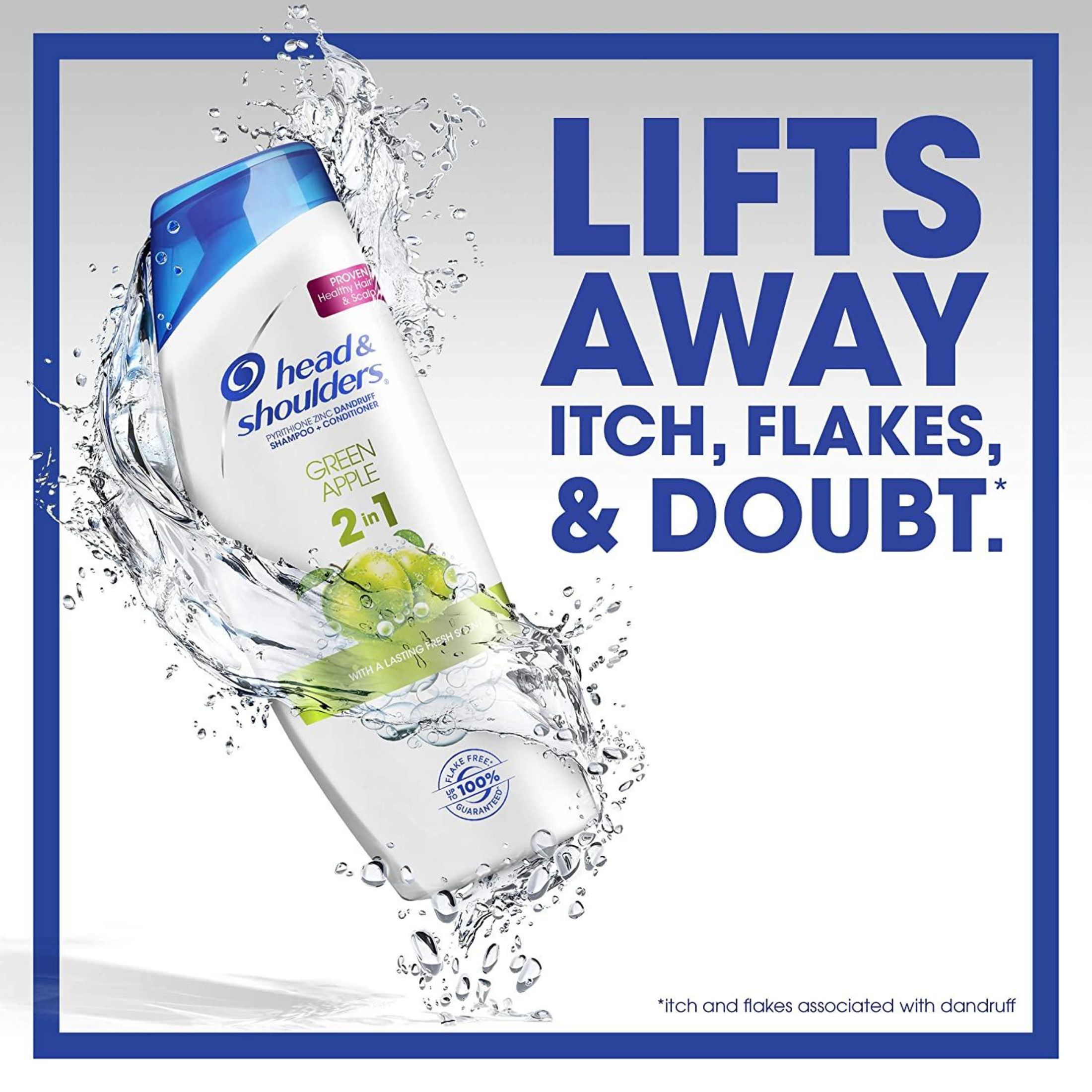 Head & Shoulders Green Apple Anti-Dandruff Paraben Free 2 In 1 Shampoo Conditioner 13.5 Fl Oz