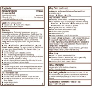 Bayer Back & Body Extra Strength Pain Reliever Aspirin W Caffeine, 500mg Coated Tablets