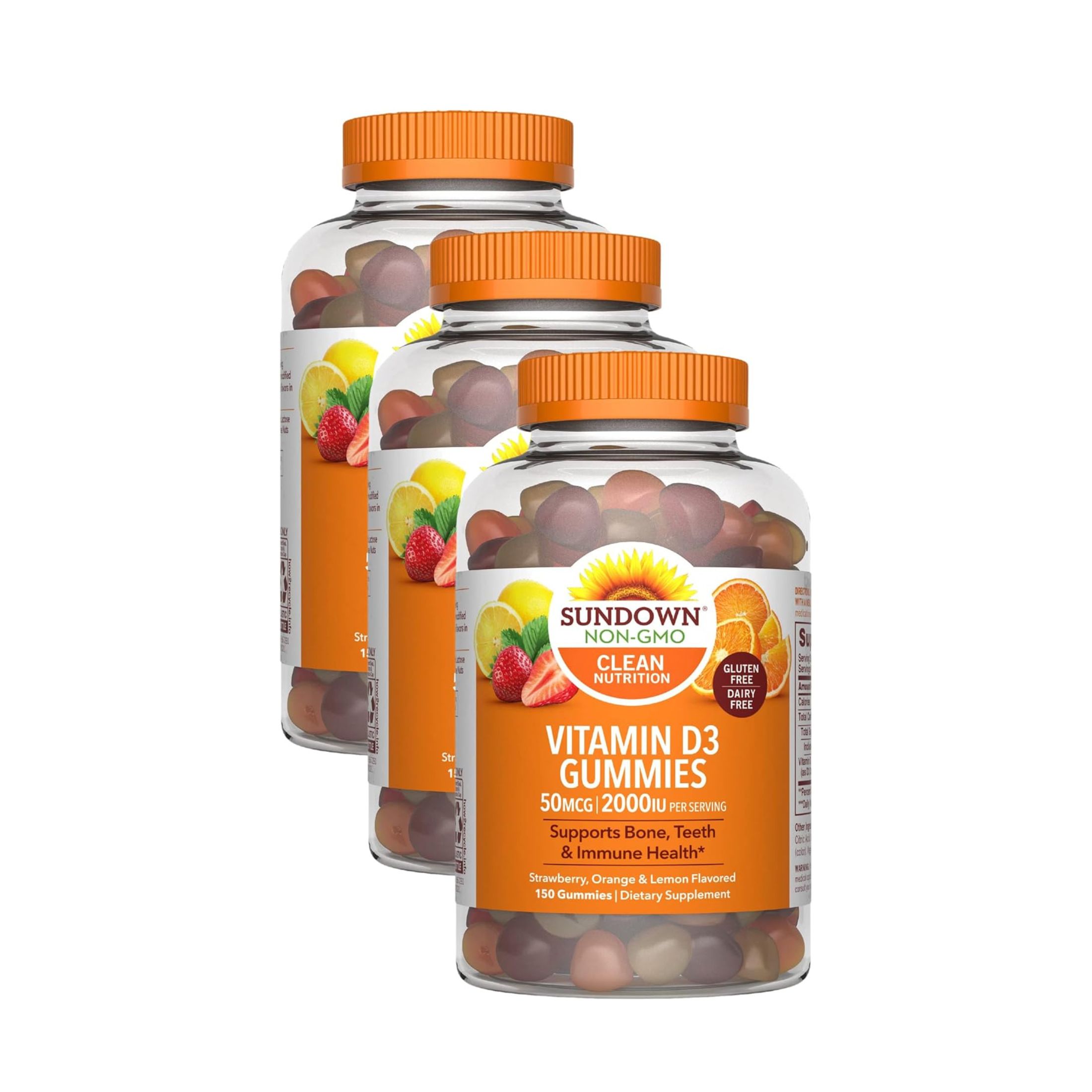 Sundown Naturals Vitamin D3, Strawberry, Orange & Lemon Flavored, 50 Mcg, Gummies