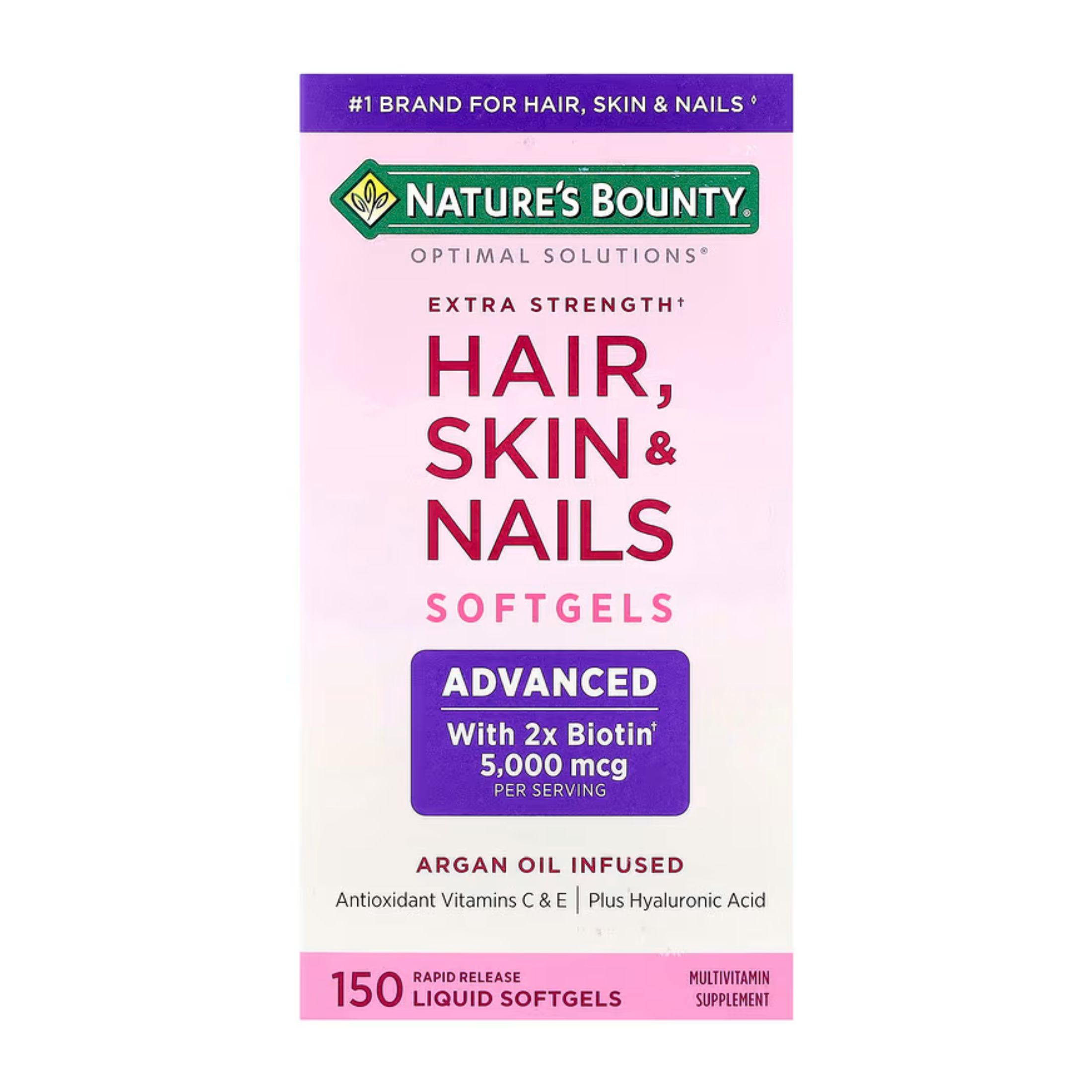 Nature's Bounty Optimal Solutions, Extra Strength Hair, Skin & Nails, 150 Rapid Release Liquid Softgels