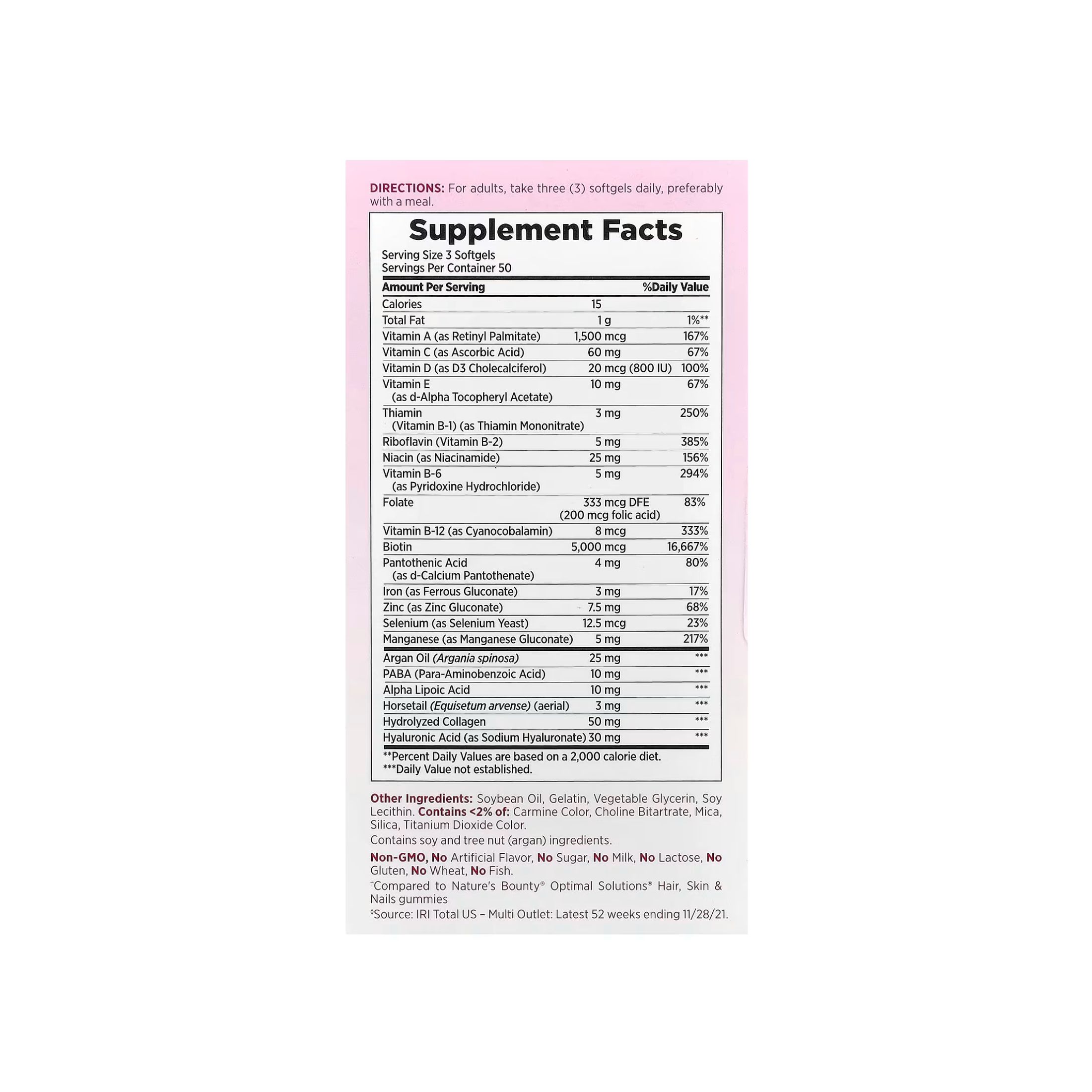Nature's Bounty Optimal Solutions, Extra Strength Hair, Skin & Nails, 150 Rapid Release Liquid Softgels