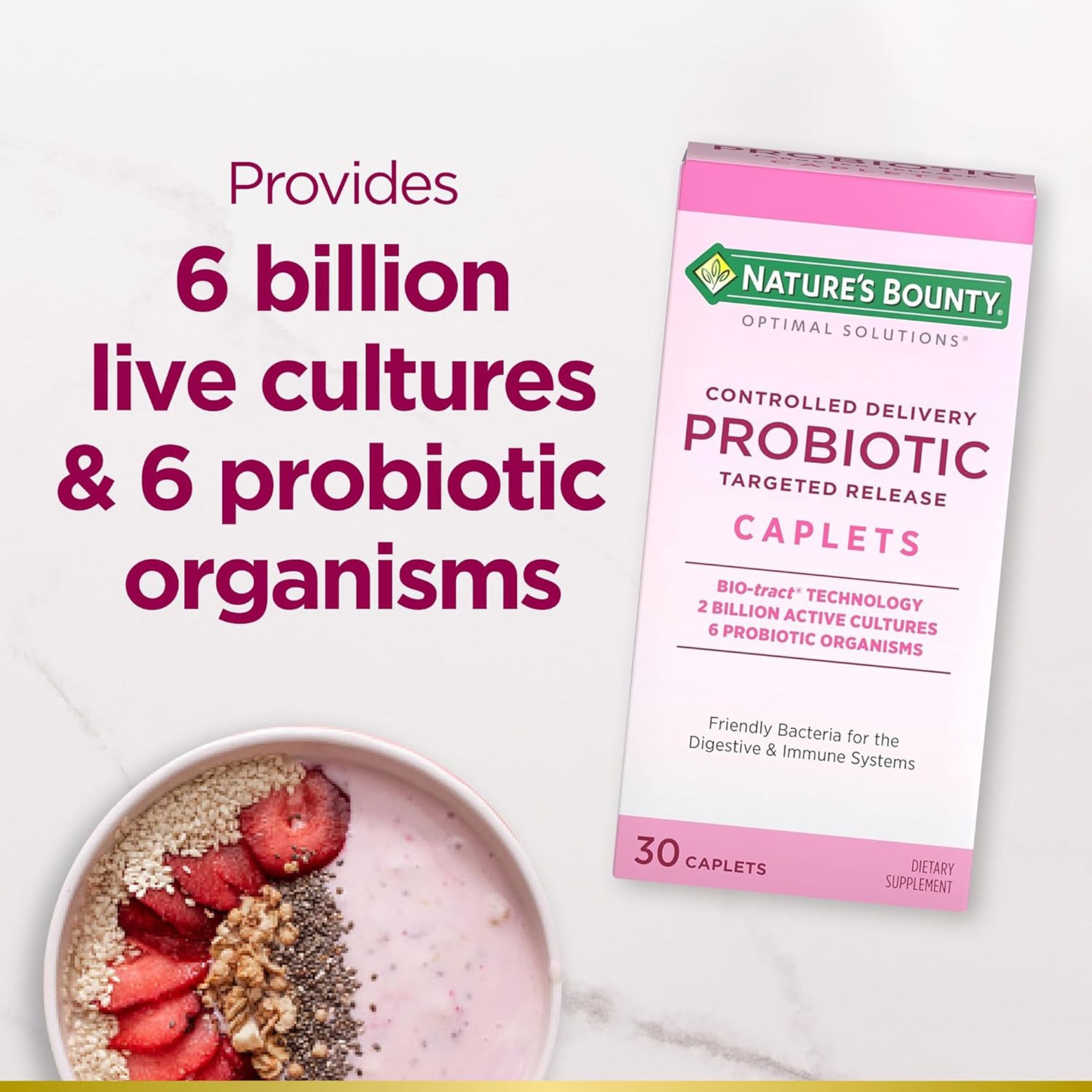 Nature's Bounty Optimal Solutions Probiotic, Controlled Delivery, Targeted Release, Caplets