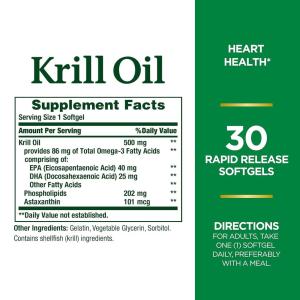 Nature's Bounty Krill Oil, 500 Mg, Rapid Release Softgels
